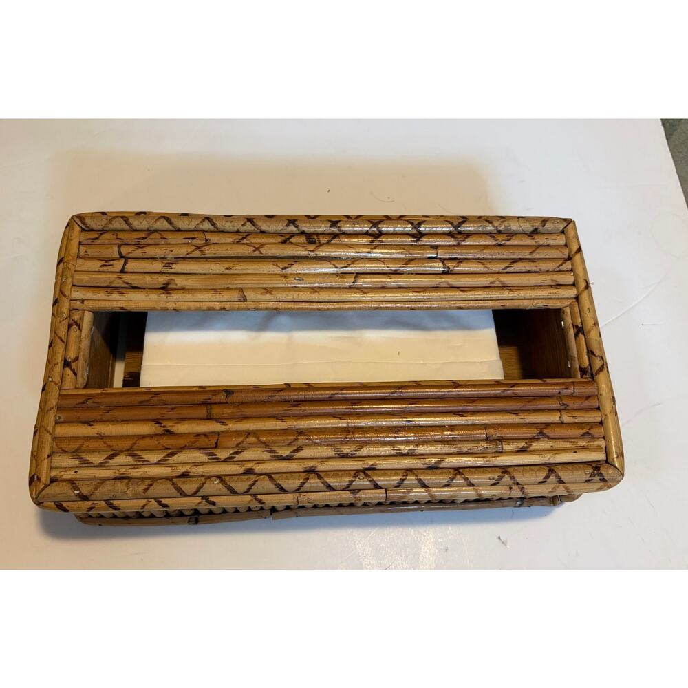 VTG Bamboo Pencil Reed Tissue Box/Holder Slide Bottom